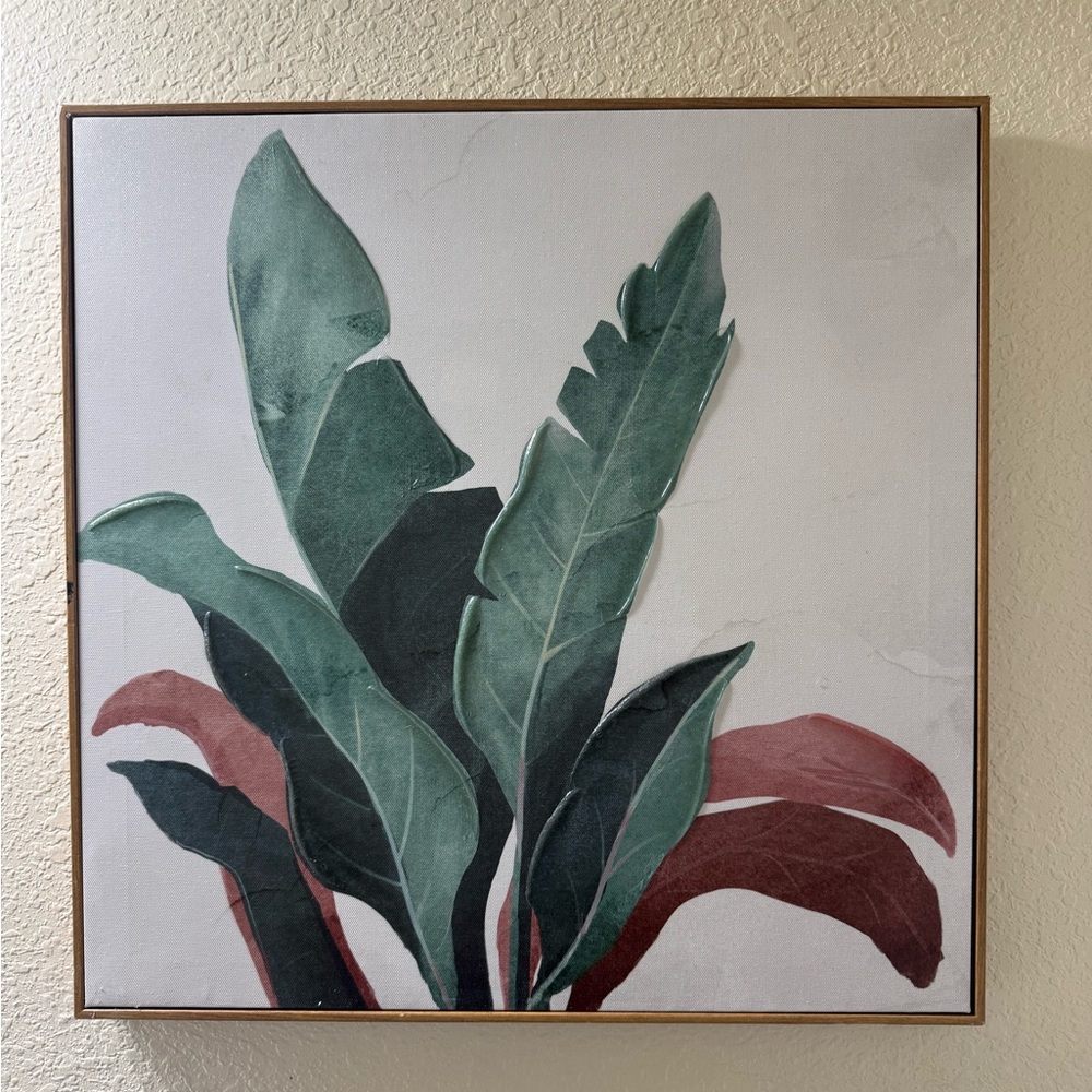 Framed Botanical Wall Art - Green and Terracotta Leaves